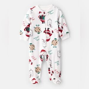 Carter's White Fleece Holiday Character Footed One-Piece Pajama Onesie